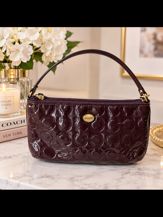 Coach Handbags - Coach Patent Signature Shoulder Bag in Burgundy Patent